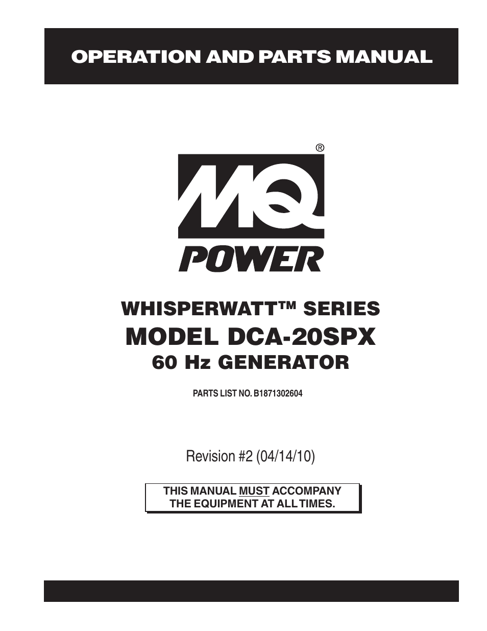 Multiquip WHISPERWATT SERIES DCA-20SPX User Manual | 84 pages