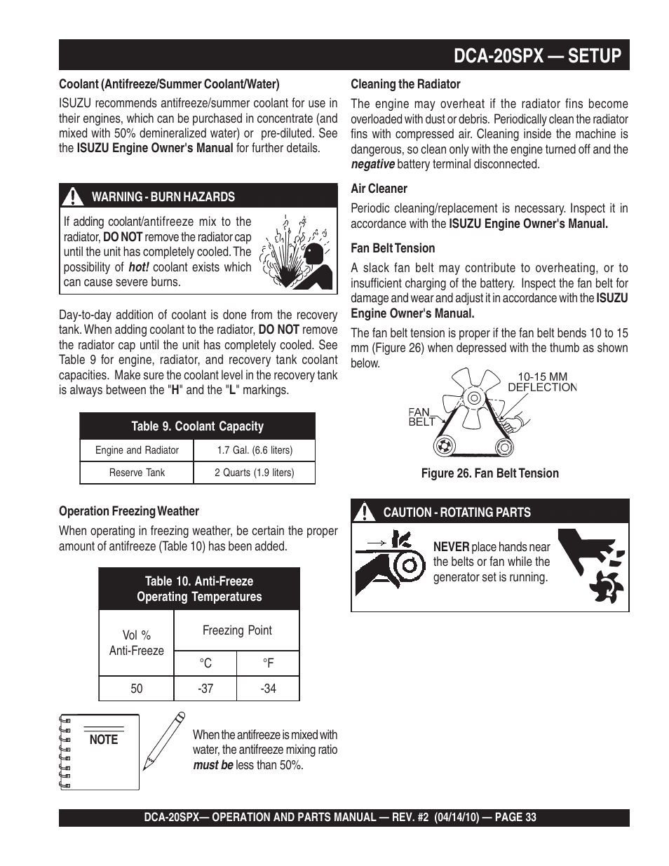 Dca-20spx — setup | Multiquip WHISPERWATT SERIES DCA-20SPX User Manual | Page 33 / 84