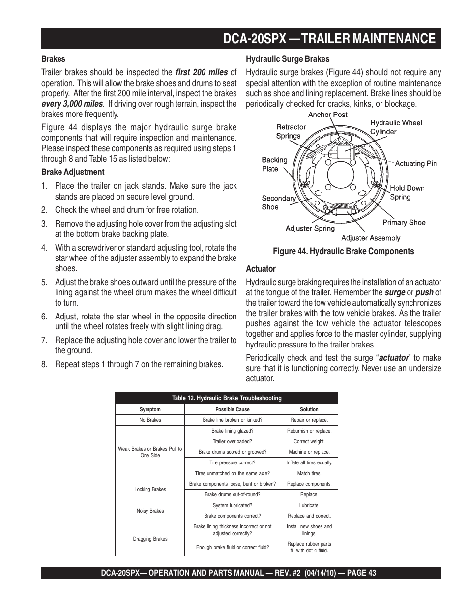 1dca-20spx — trailer maintenance | Multiquip WHISPERWATT SERIES DCA-20SPX User Manual | Page 43 / 84