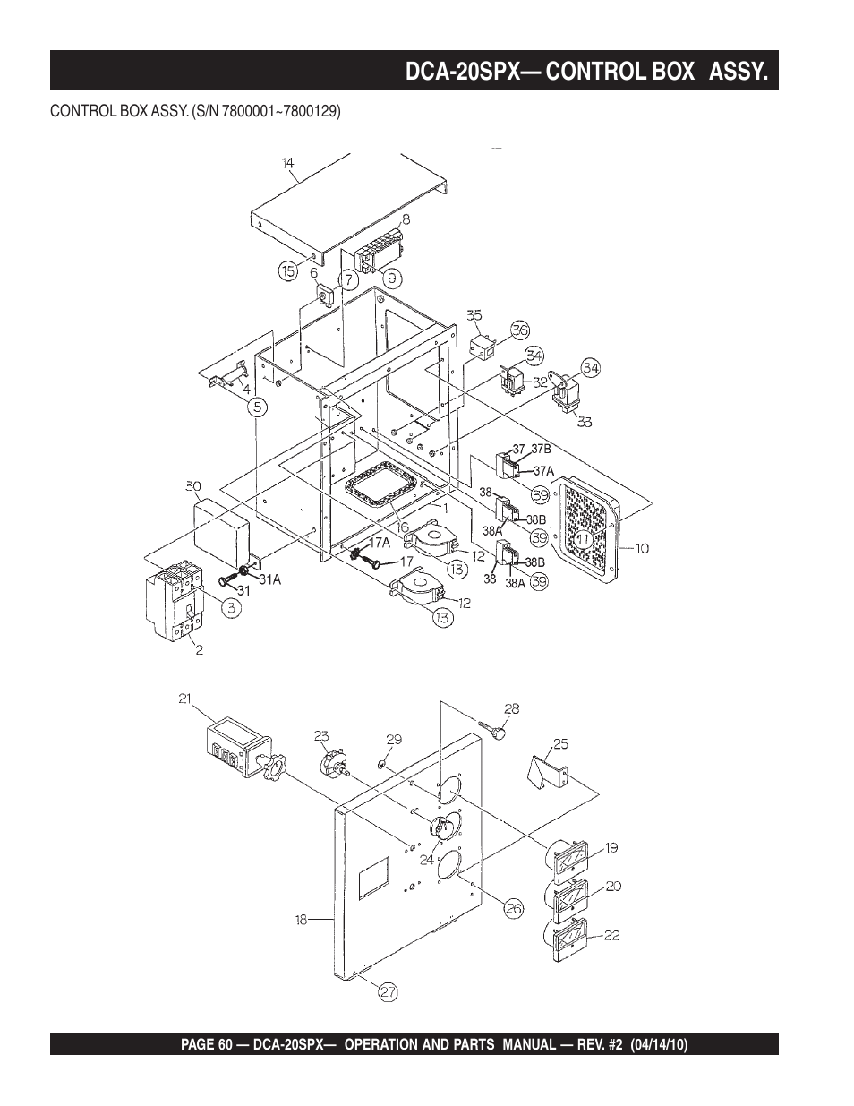 Dca-20spx— control box assy | Multiquip WHISPERWATT SERIES DCA-20SPX User Manual | Page 60 / 84