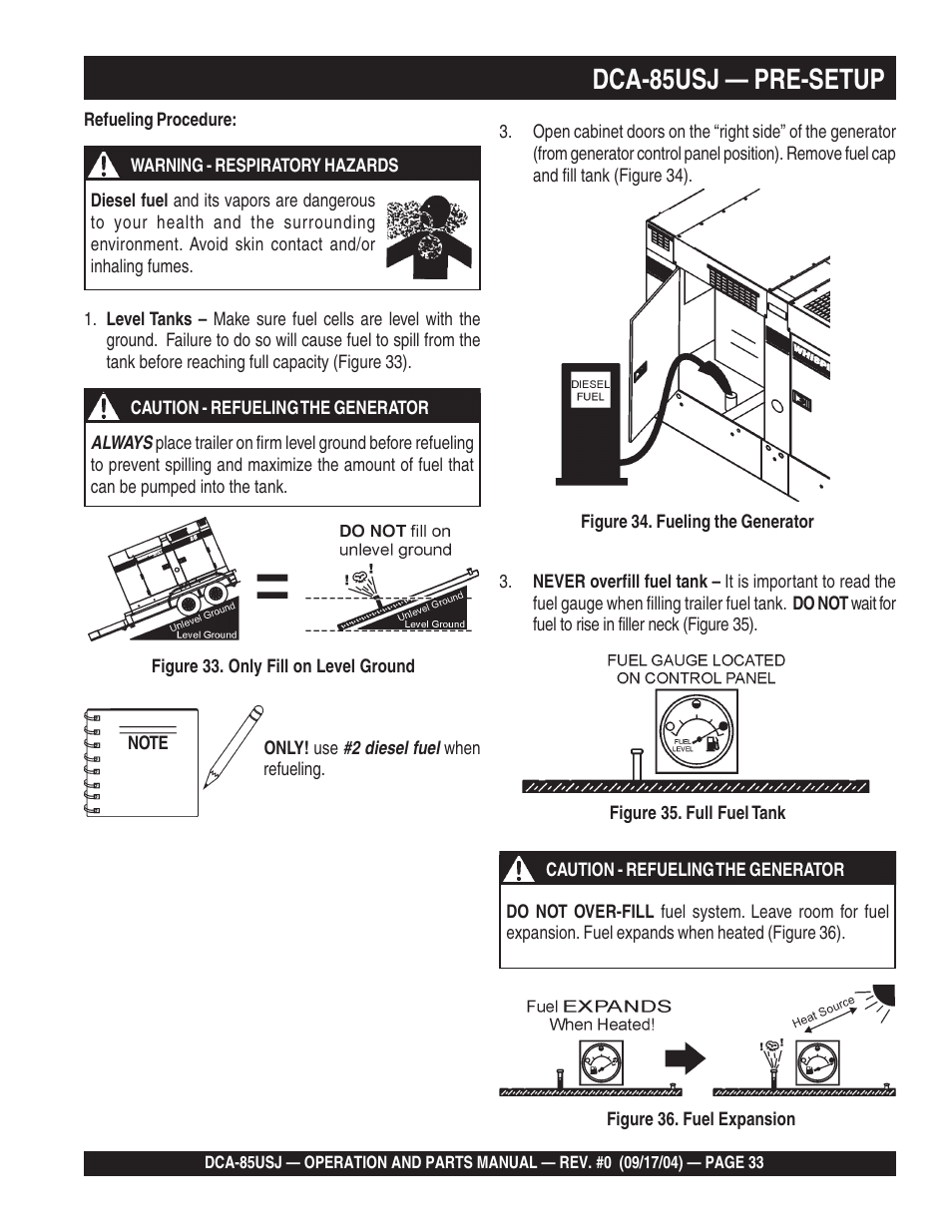 1dca-85usj — pre-setup | Multiquip MQ POWER ULTRA-SILENTTM SERIES GENERATOR DCA-85USJ User Manual | Page 33 / 90