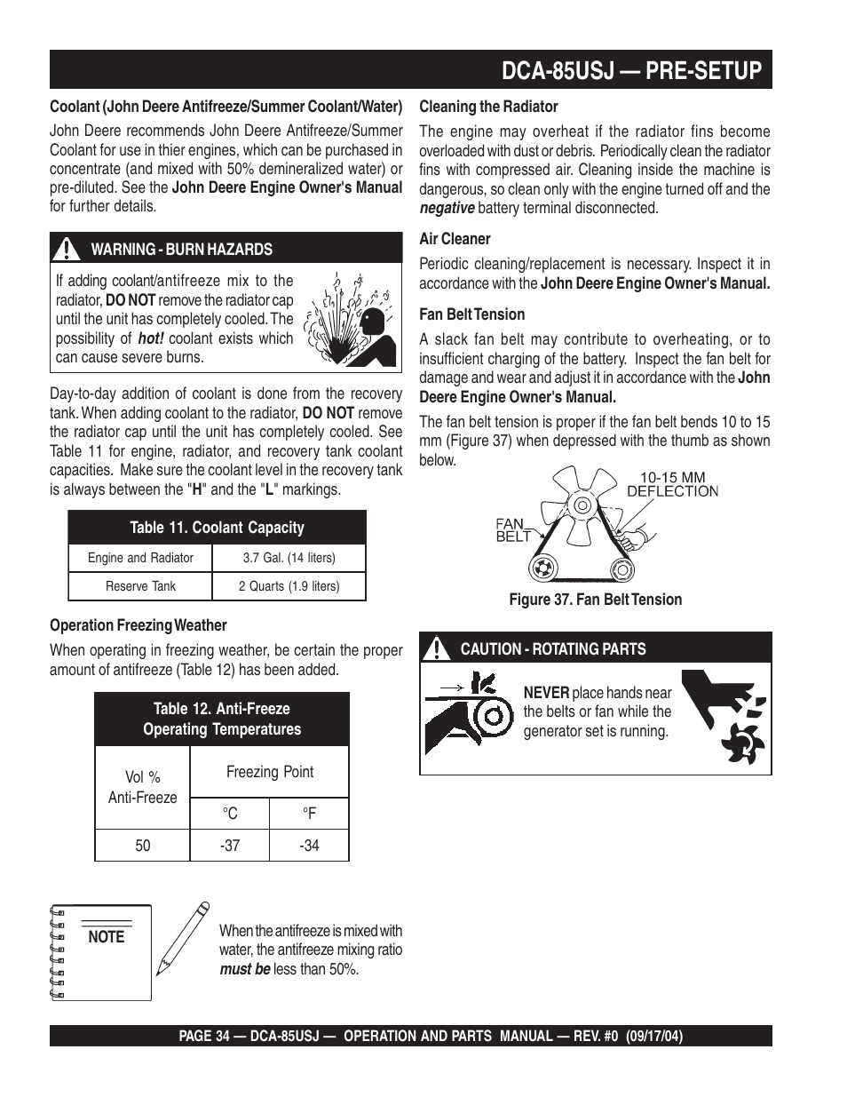 Dca-85usj — pre-setup | Multiquip MQ POWER ULTRA-SILENTTM SERIES GENERATOR DCA-85USJ User Manual | Page 34 / 90