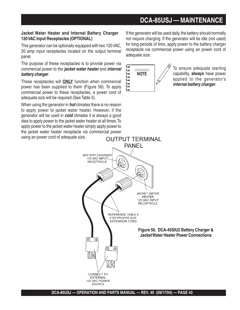 1dca-85usj — maintenance | Multiquip MQ POWER ULTRA-SILENTTM SERIES GENERATOR DCA-85USJ User Manual | Page 43 / 90