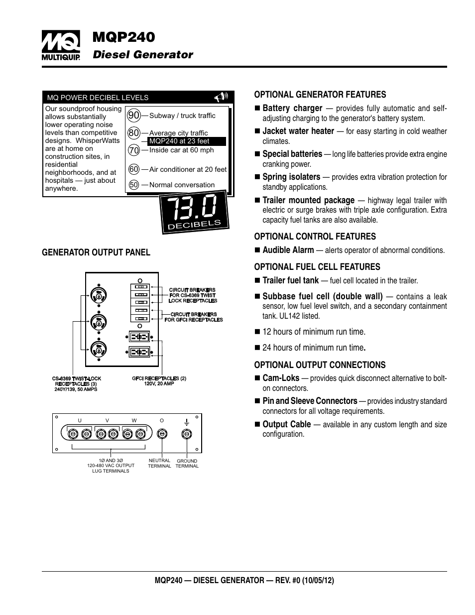 Mqp240, Diesel generator | Multiquip Diesel Generator MQP240 User Manual | Page 3 / 4
