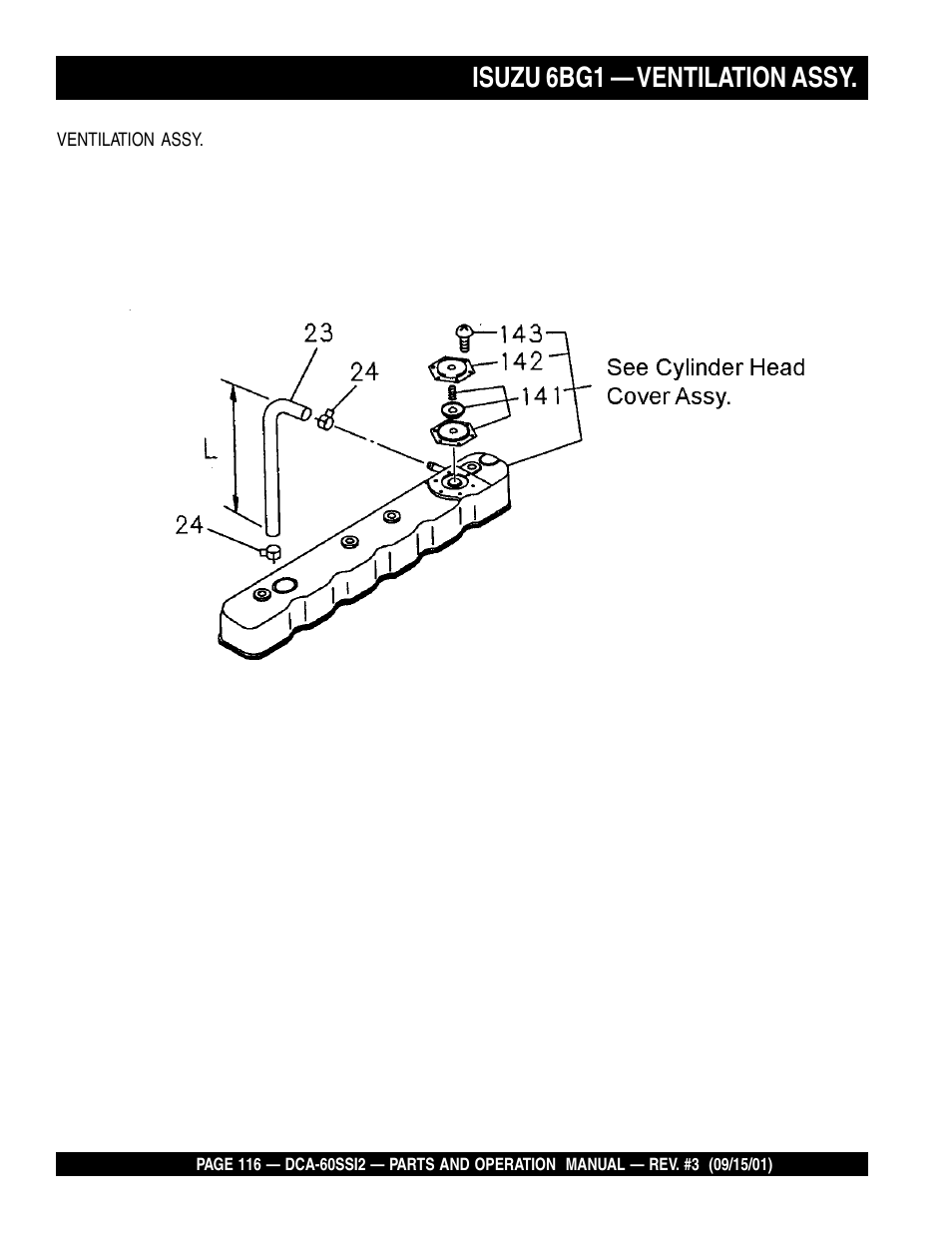 Isuzu 6bg1 — ventilation assy | Multiquip MQ Power Whisperwatt Generator DCA-60SS12 User Manual | Page 116 / 164