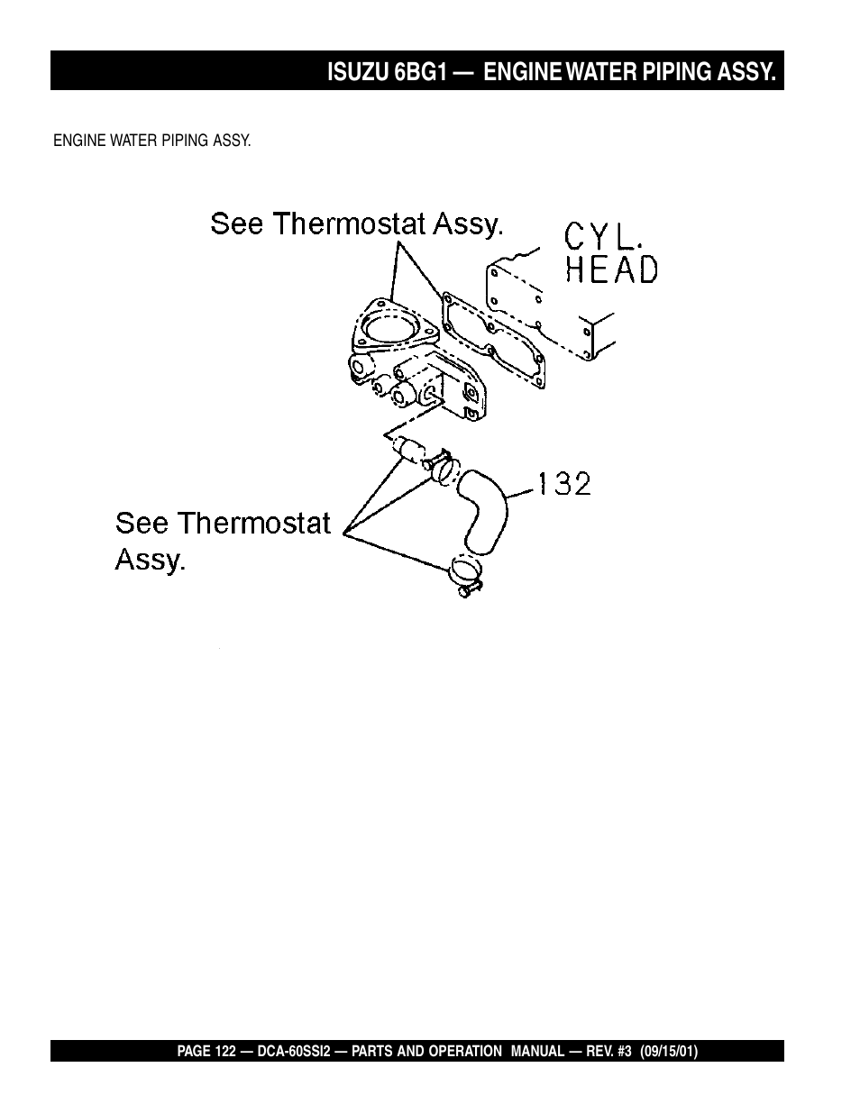 Isuzu 6bg1 — engine water piping assy | Multiquip MQ Power Whisperwatt Generator DCA-60SS12 User Manual | Page 122 / 164