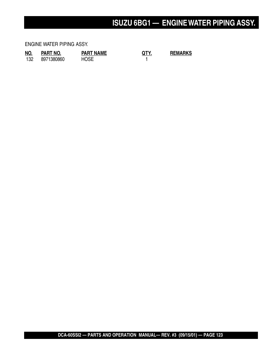 Isuzu 6bg1 — engine water piping assy | Multiquip MQ Power Whisperwatt Generator DCA-60SS12 User Manual | Page 123 / 164