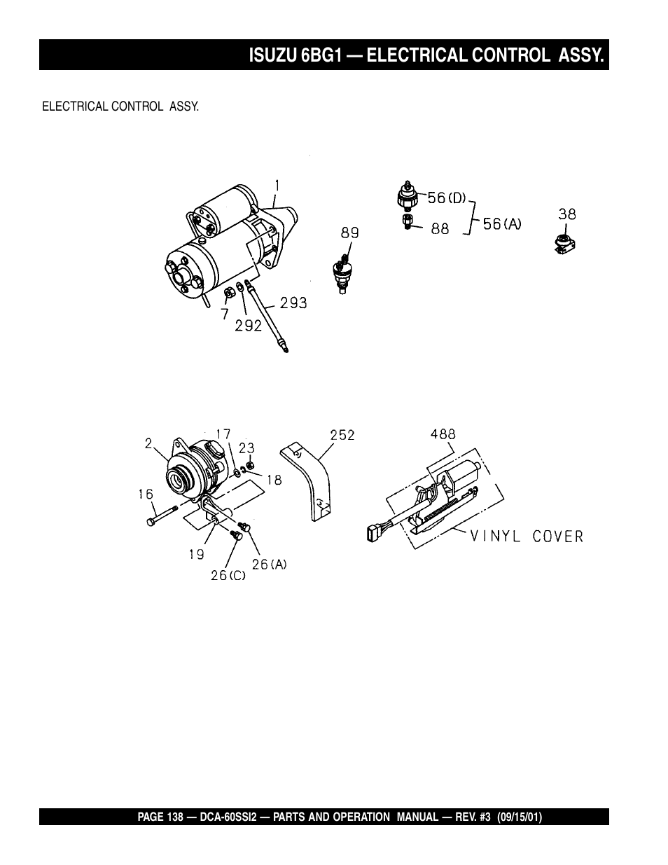 Isuzu 6bg1 — electrical control assy | Multiquip MQ Power Whisperwatt Generator DCA-60SS12 User Manual | Page 138 / 164