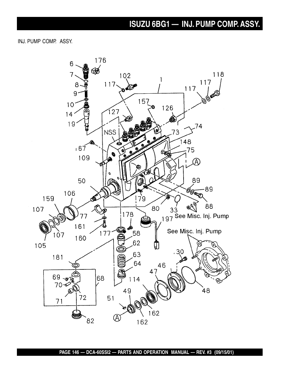 Isuzu 6bg1 — inj. pump comp. assy | Multiquip MQ Power Whisperwatt Generator DCA-60SS12 User Manual | Page 146 / 164