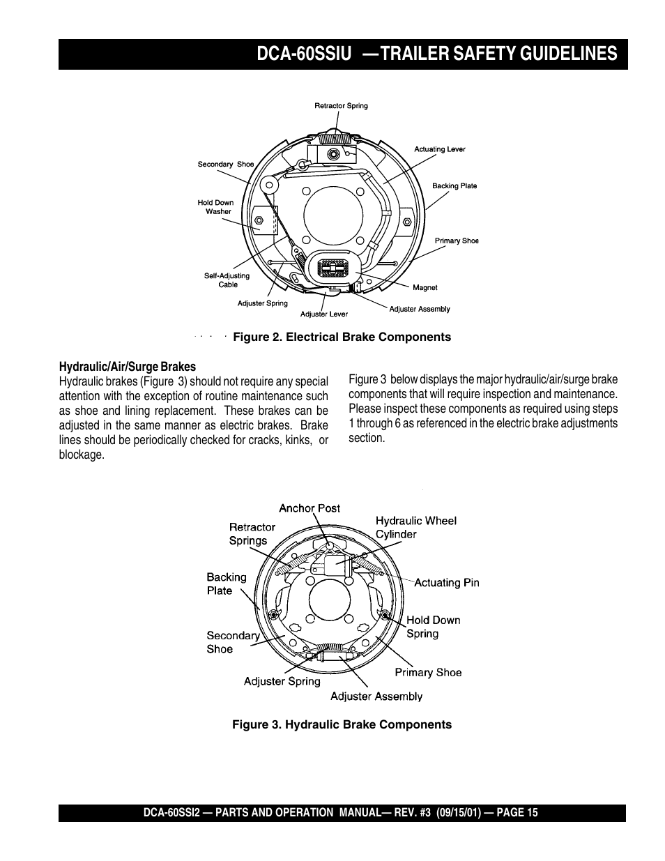 Dca-60ssiu — trailer safety guidelines | Multiquip MQ Power Whisperwatt Generator DCA-60SS12 User Manual | Page 15 / 164