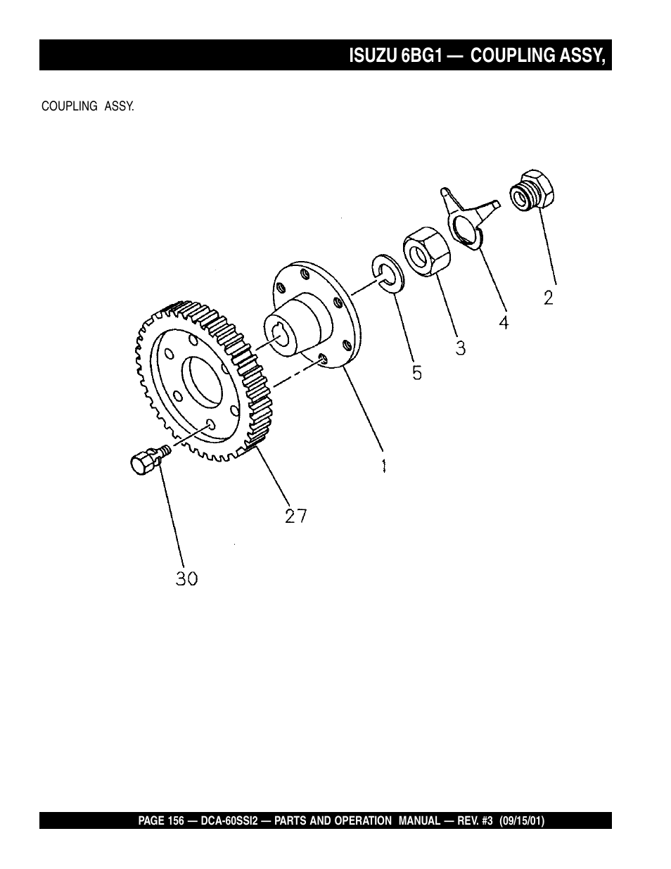 Isuzu 6bg1 — coupling assy | Multiquip MQ Power Whisperwatt Generator DCA-60SS12 User Manual | Page 156 / 164