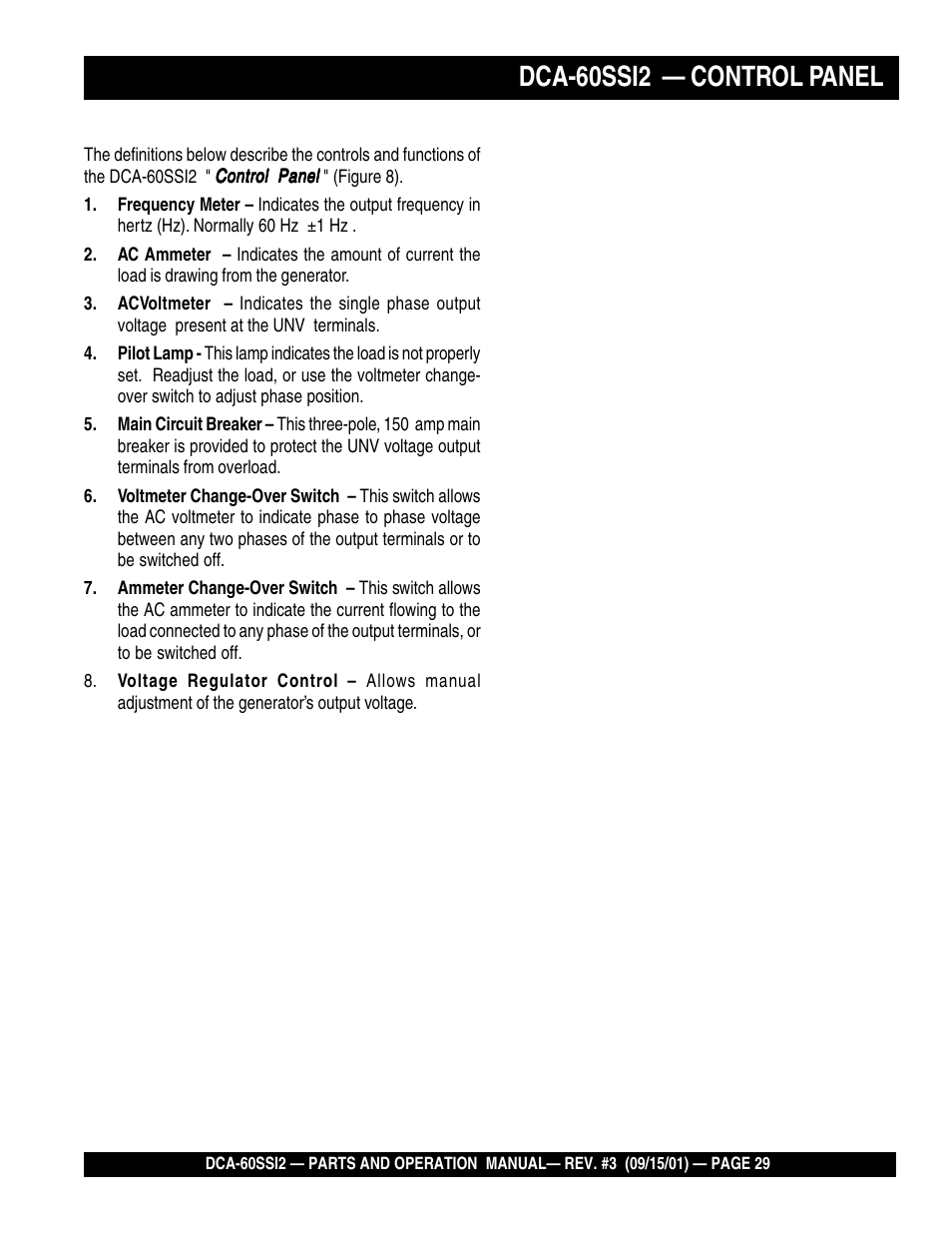 Dca-60ssi2 — control panel | Multiquip MQ Power Whisperwatt Generator DCA-60SS12 User Manual | Page 29 / 164