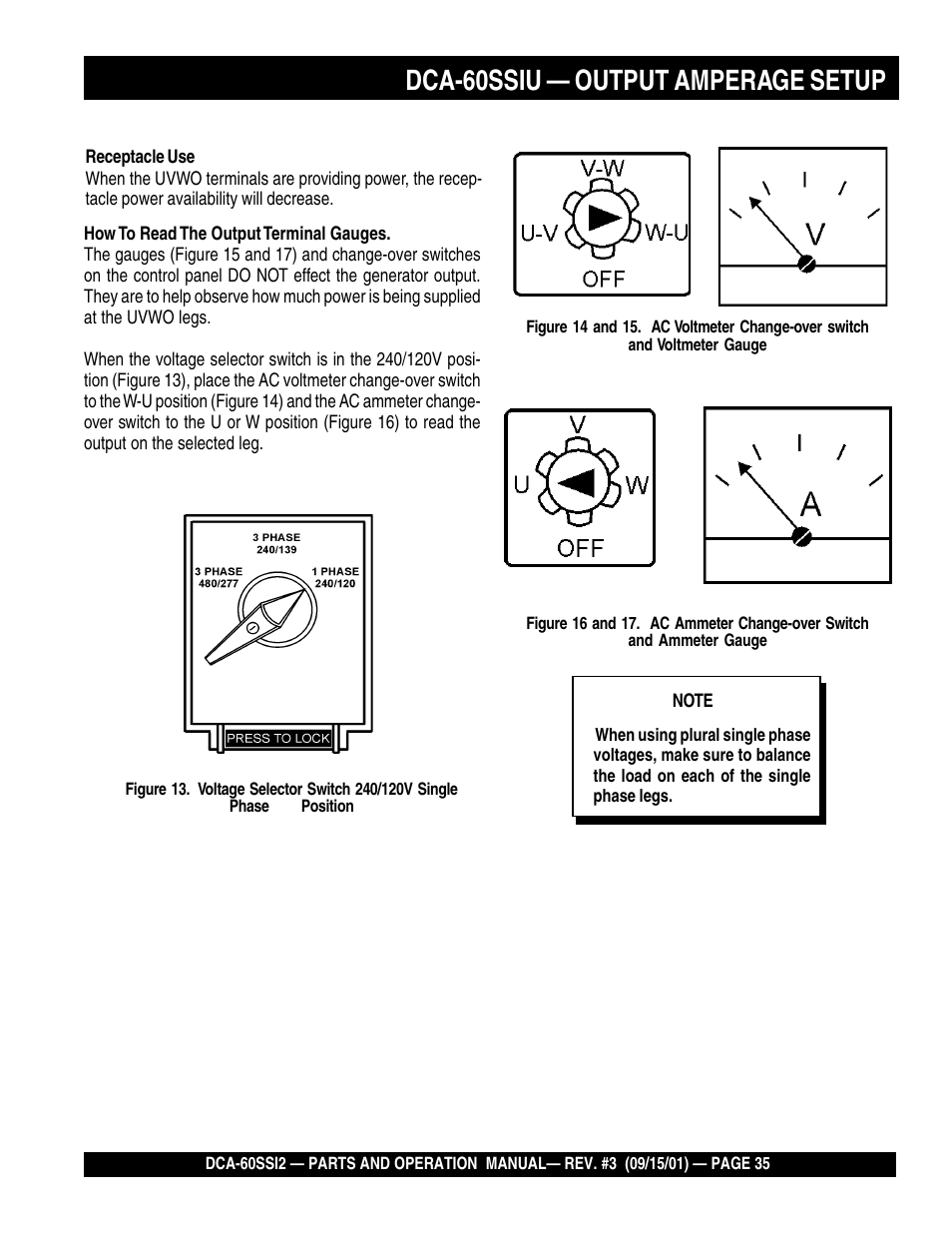 Dca-60ssiu — output amperage setup | Multiquip MQ Power Whisperwatt Generator DCA-60SS12 User Manual | Page 35 / 164