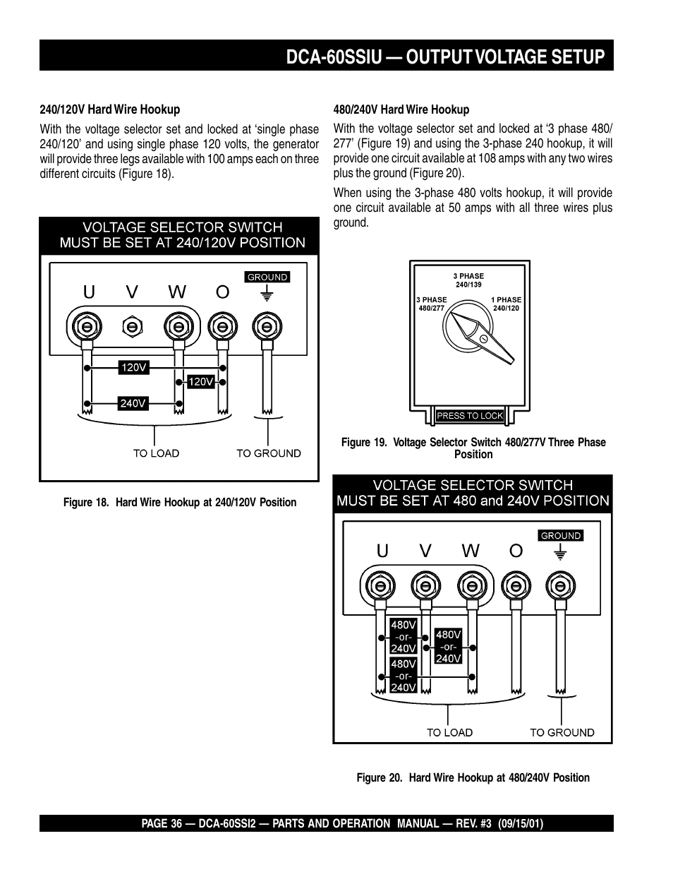 Dca-60ssiu — output voltage setup | Multiquip MQ Power Whisperwatt Generator DCA-60SS12 User Manual | Page 36 / 164