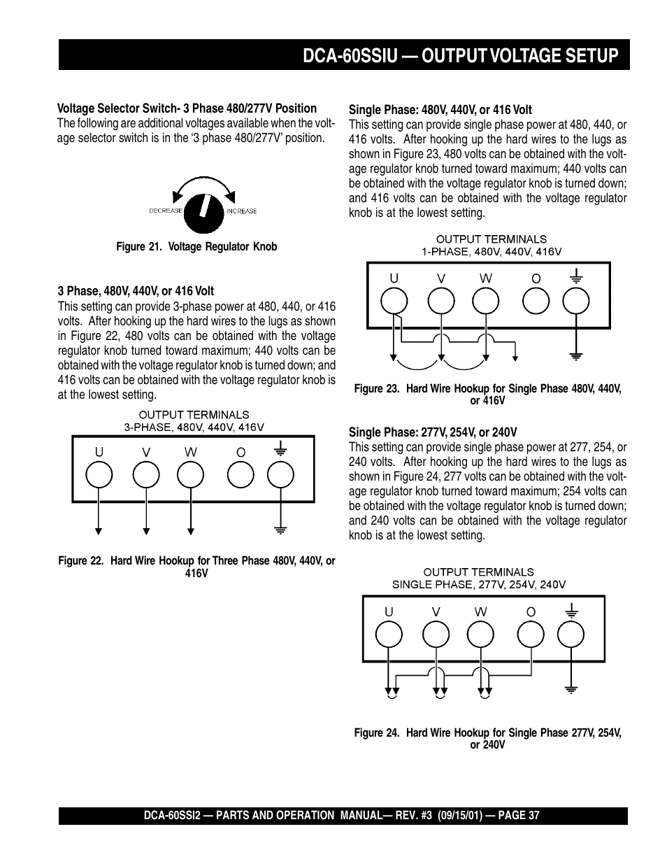 Dca-60ssiu — output voltage setup | Multiquip MQ Power Whisperwatt Generator DCA-60SS12 User Manual | Page 37 / 164