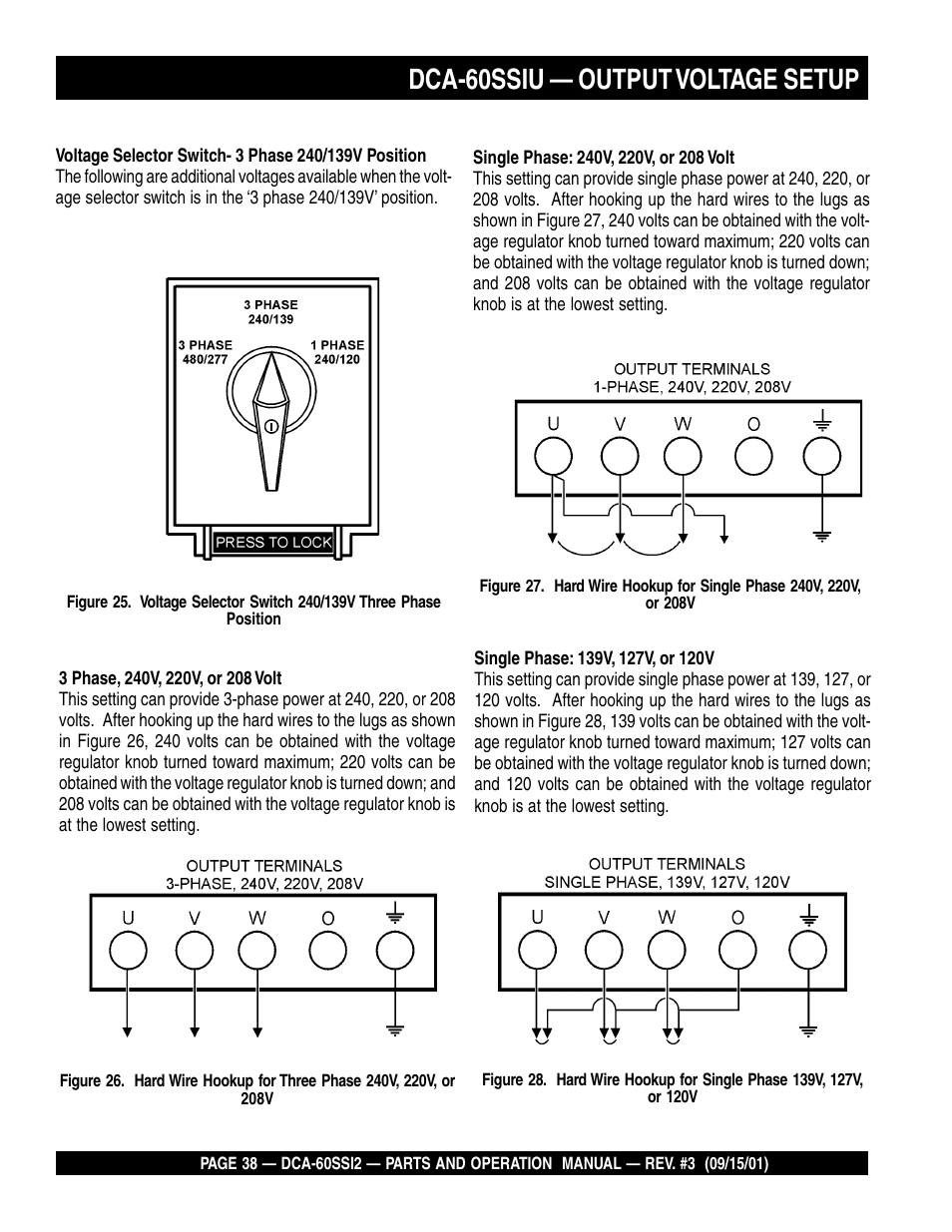 Dca-60ssiu — output voltage setup | Multiquip MQ Power Whisperwatt Generator DCA-60SS12 User Manual | Page 38 / 164