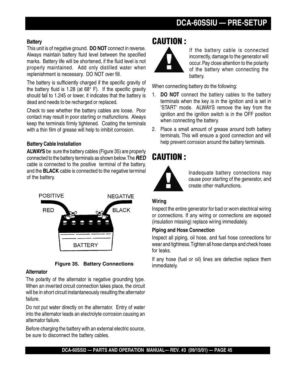 Dca-60ssiu — pre-setup, Caution | Multiquip MQ Power Whisperwatt Generator DCA-60SS12 User Manual | Page 45 / 164