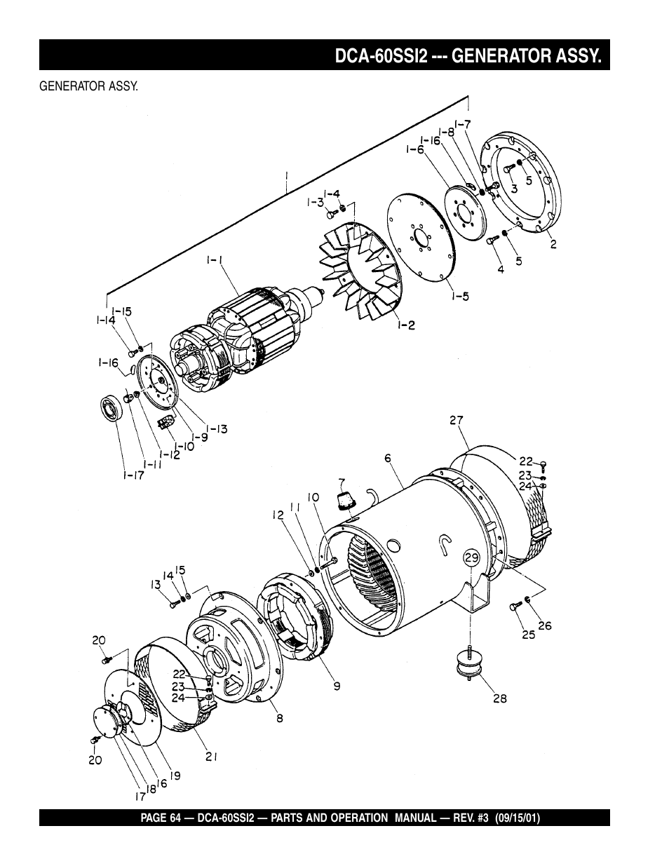 Dca-60ssi2 --- generator assy | Multiquip MQ Power Whisperwatt Generator DCA-60SS12 User Manual | Page 64 / 164