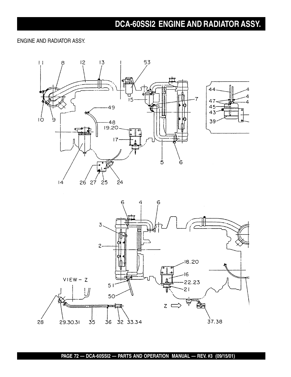 Dca-60ssi2 engine and radiator assy | Multiquip MQ Power Whisperwatt Generator DCA-60SS12 User Manual | Page 72 / 164