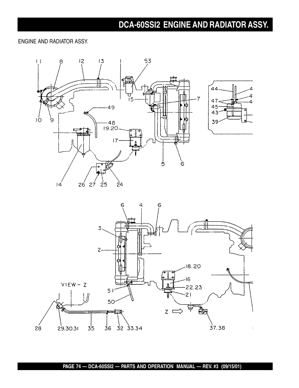 Dca-60ssi2 engine and radiator assy | Multiquip MQ Power Whisperwatt Generator DCA-60SS12 User Manual | Page 74 / 164