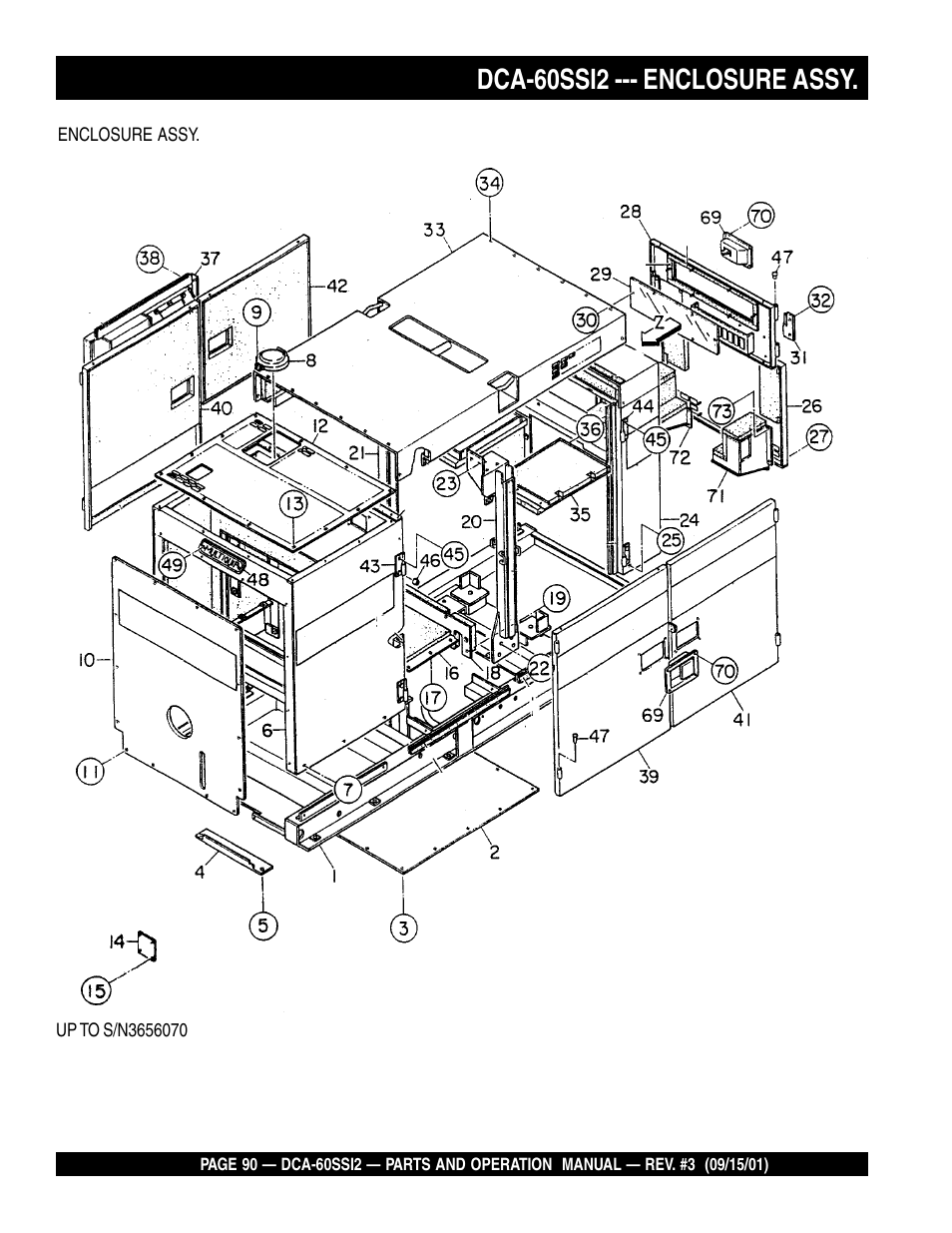 Dca-60ssi2 --- enclosure assy | Multiquip MQ Power Whisperwatt Generator DCA-60SS12 User Manual | Page 90 / 164