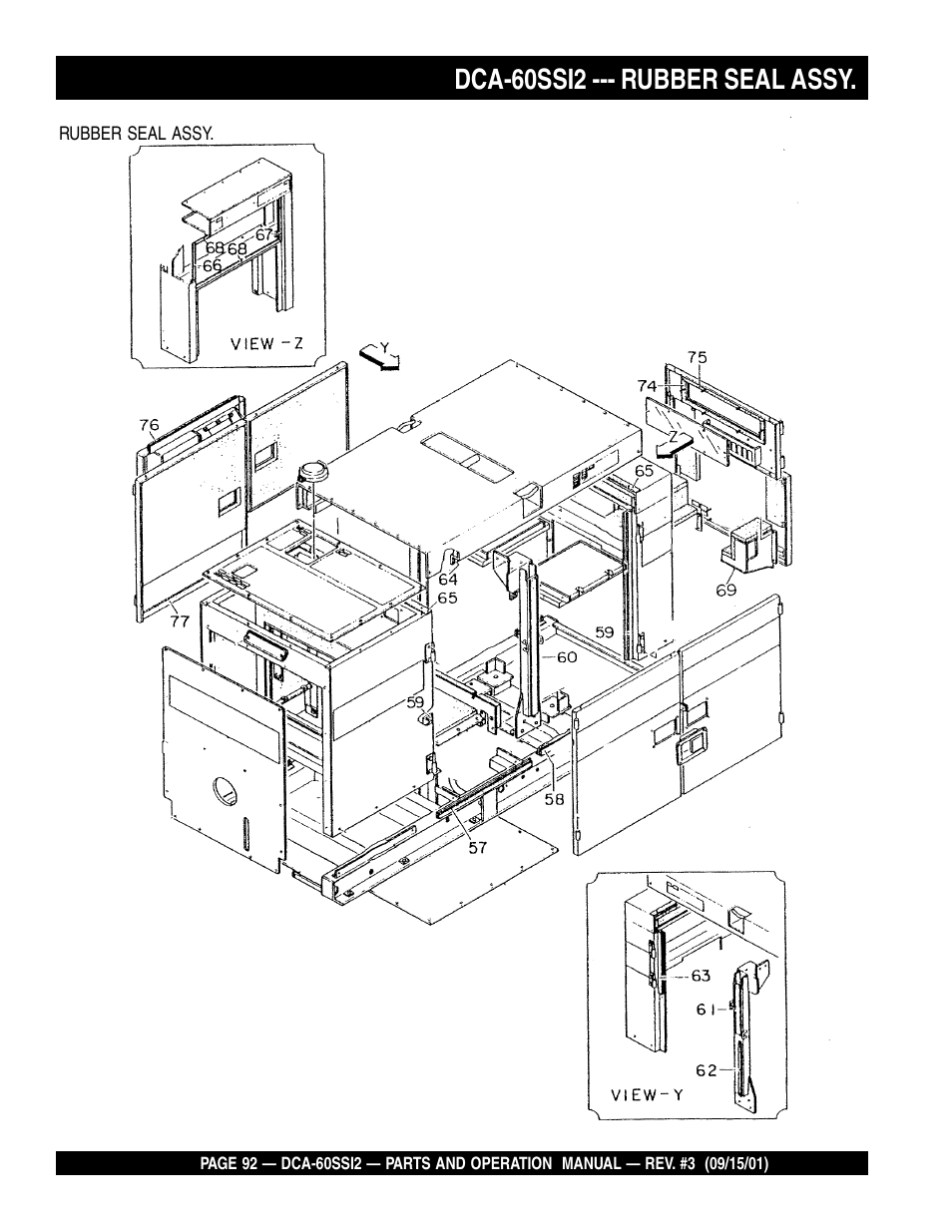 Dca-60ssi2 --- rubber seal assy | Multiquip MQ Power Whisperwatt Generator DCA-60SS12 User Manual | Page 92 / 164