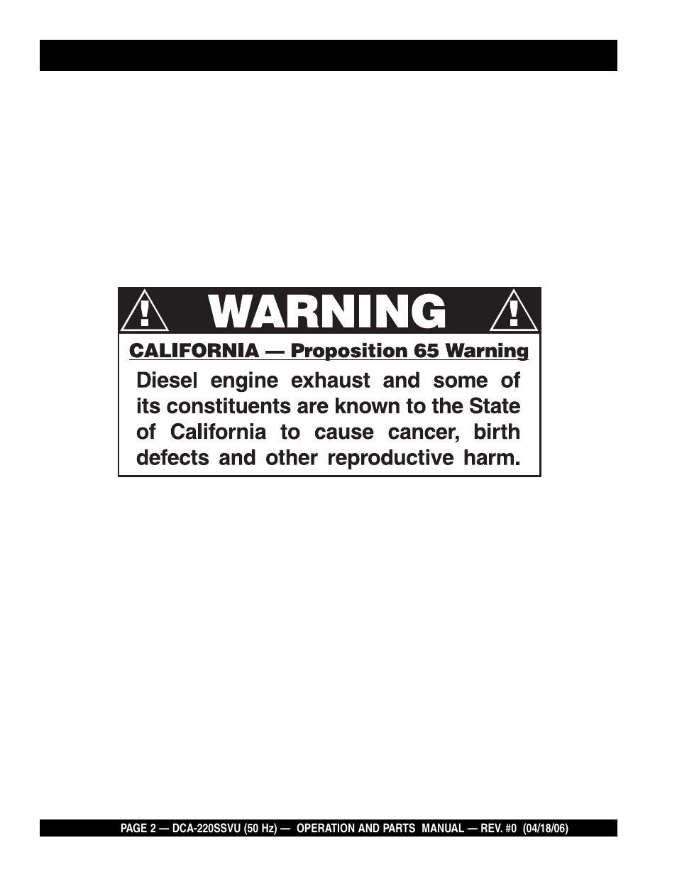 Multiquip Whisperwatt Series 50 HZ Generator DCA-220SSVU User Manual | Page 2 / 86