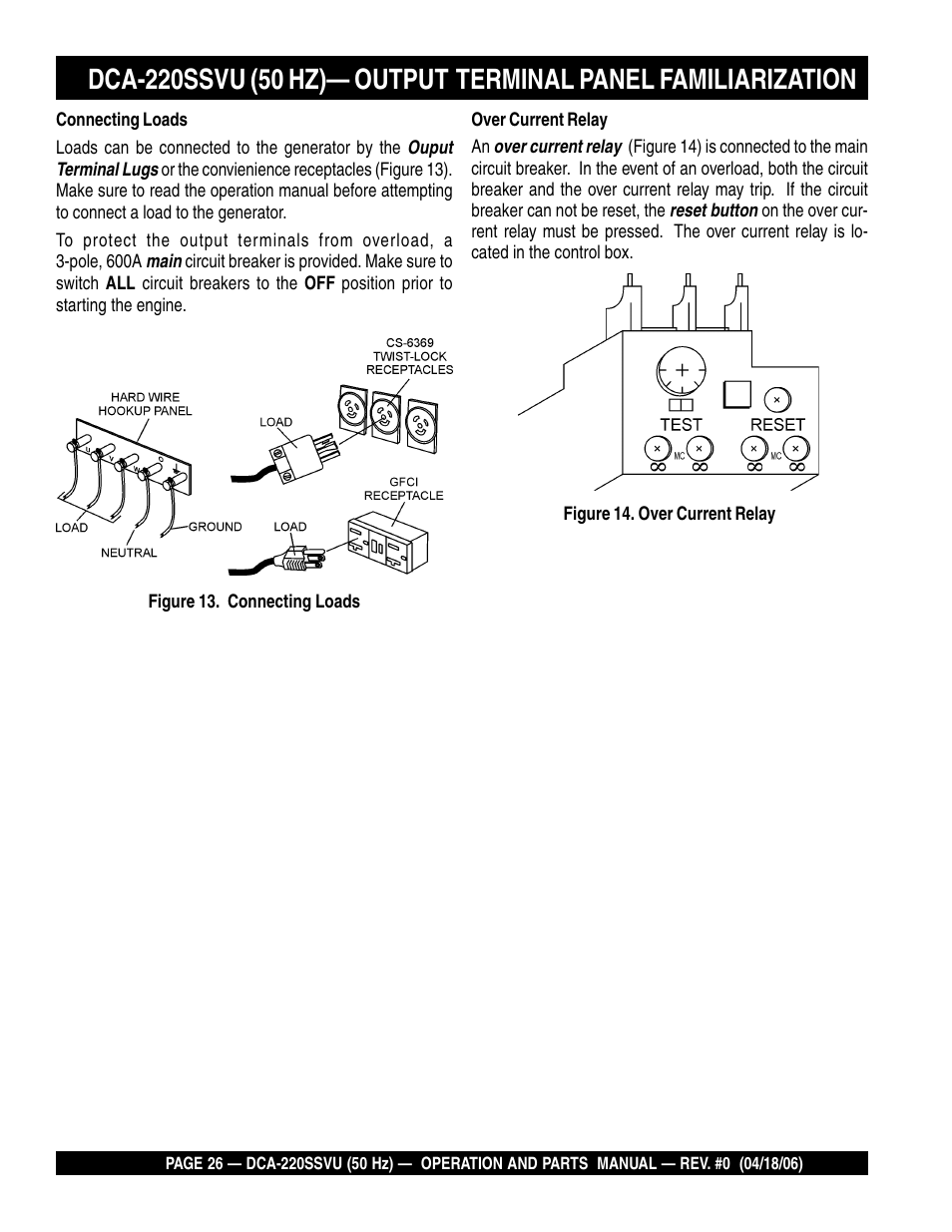 Multiquip Whisperwatt Series 50 HZ Generator DCA-220SSVU User Manual | Page 26 / 86