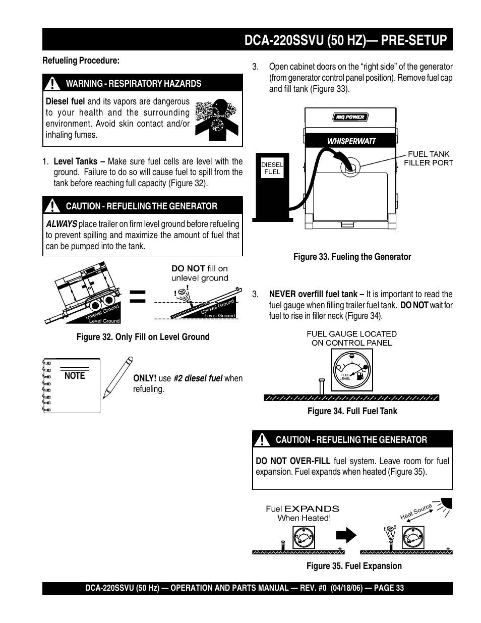 Multiquip Whisperwatt Series 50 HZ Generator DCA-220SSVU User Manual | Page 33 / 86