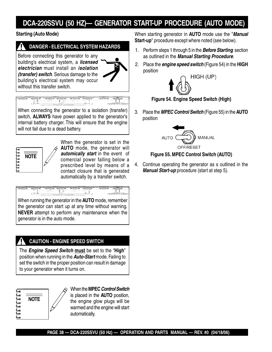 Multiquip Whisperwatt Series 50 HZ Generator DCA-220SSVU User Manual | Page 38 / 86