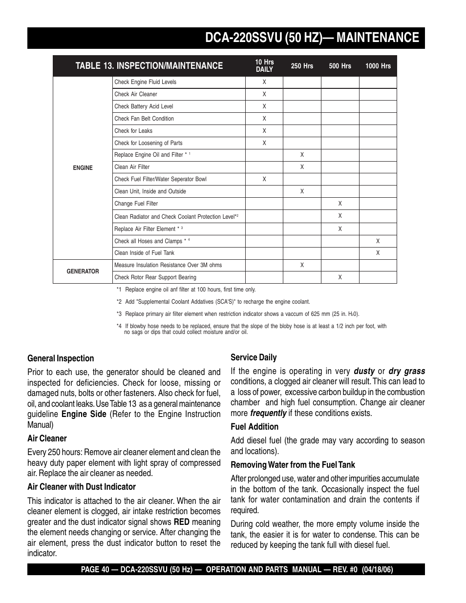 Multiquip Whisperwatt Series 50 HZ Generator DCA-220SSVU User Manual | Page 40 / 86