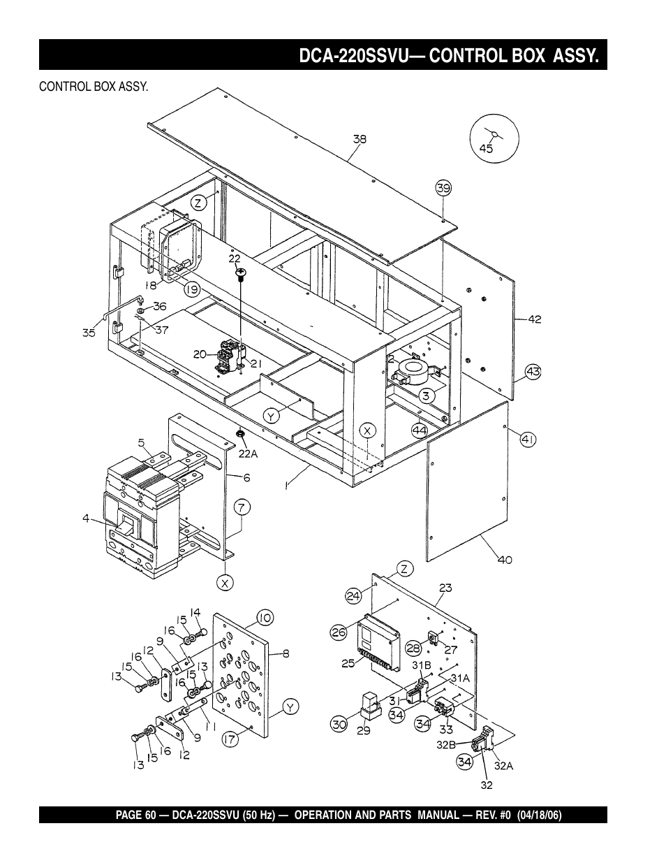 Dca-220ssvu— control box assy | Multiquip Whisperwatt Series 50 HZ Generator DCA-220SSVU User Manual | Page 60 / 86