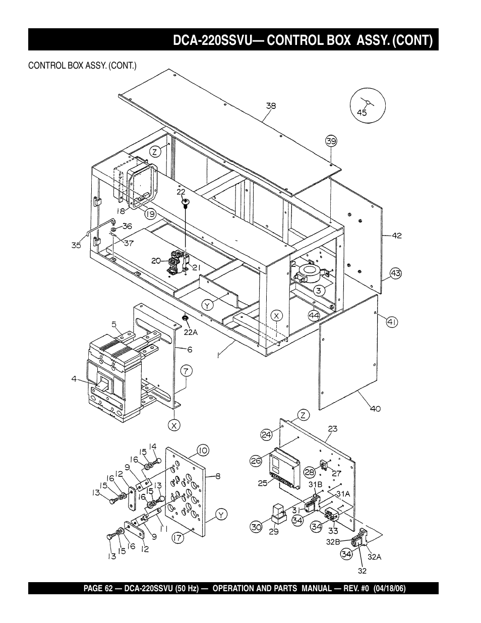 Dca-220ssvu— control box assy. (cont) | Multiquip Whisperwatt Series 50 HZ Generator DCA-220SSVU User Manual | Page 62 / 86