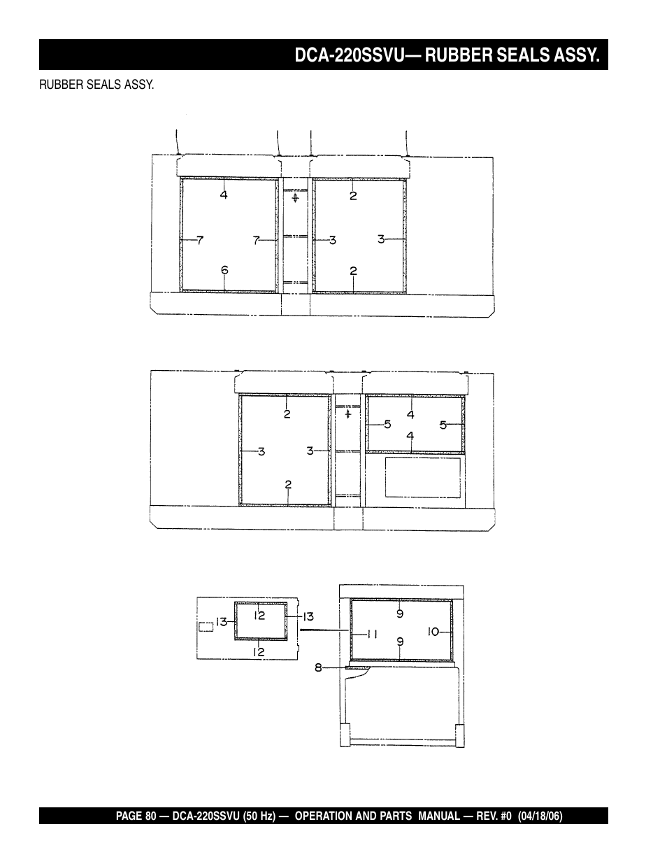 Dca-220ssvu— rubber seals assy | Multiquip Whisperwatt Series 50 HZ Generator DCA-220SSVU User Manual | Page 80 / 86