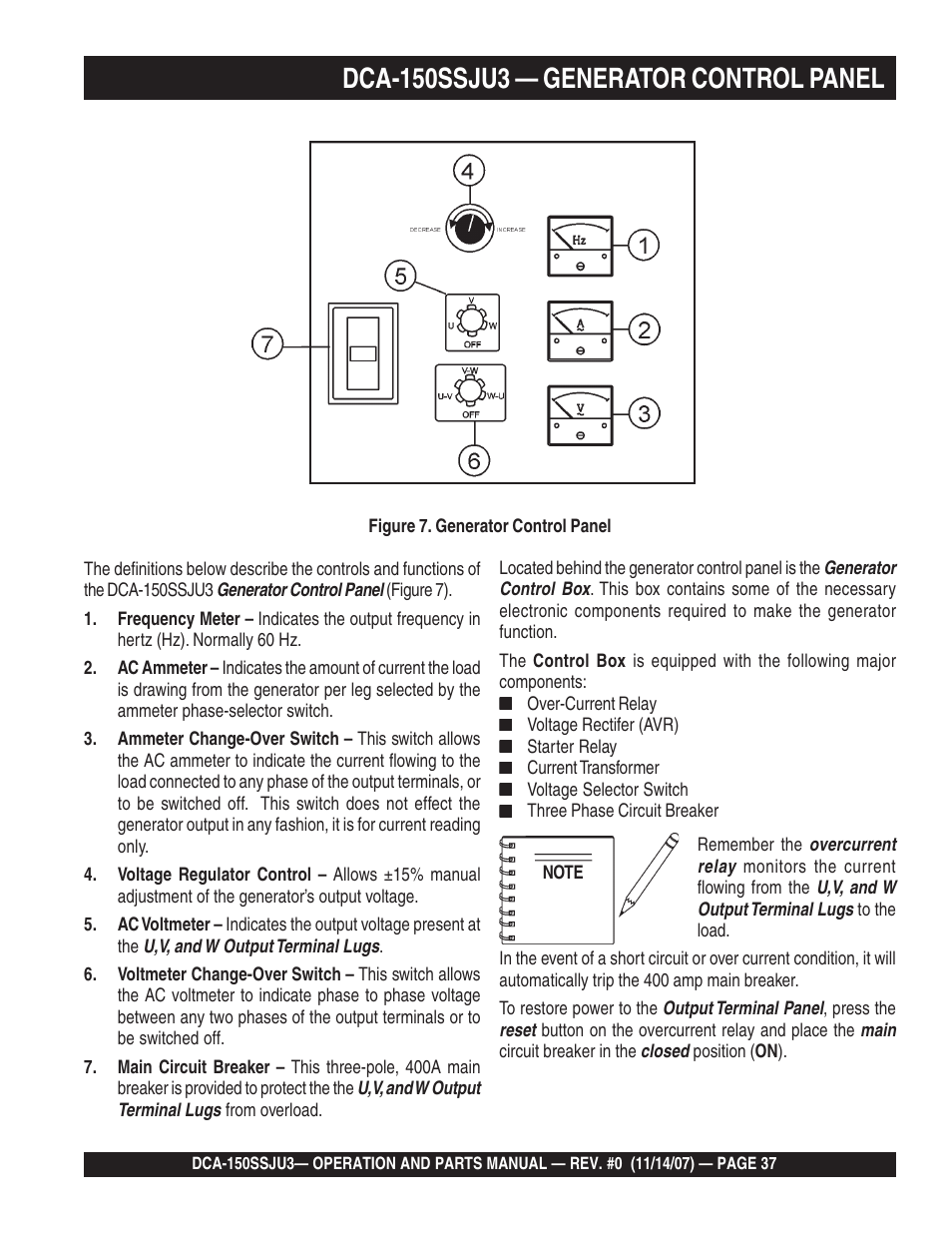 Multiquip MQ Power Whisperwatt 60 Hz Generator DCA-150SSJU3 User Manual | Page 37 / 104
