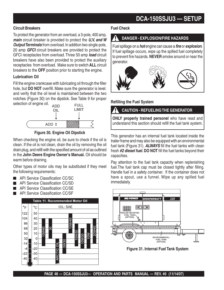 Dca-150ssju3 — setup | Multiquip MQ Power Whisperwatt 60 Hz Generator DCA-150SSJU3 User Manual | Page 48 / 104
