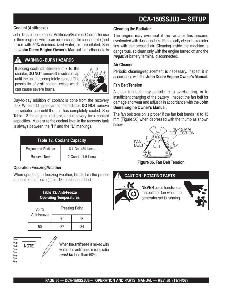 Dca-150ssju3 — setup | Multiquip MQ Power Whisperwatt 60 Hz Generator DCA-150SSJU3 User Manual | Page 50 / 104