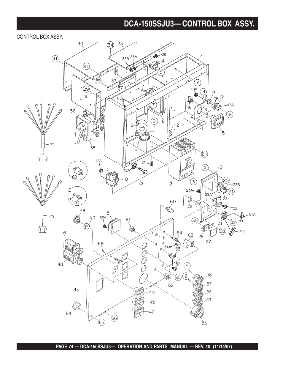 Dca-150ssju3— control box assy | Multiquip MQ Power Whisperwatt 60 Hz Generator DCA-150SSJU3 User Manual | Page 74 / 104