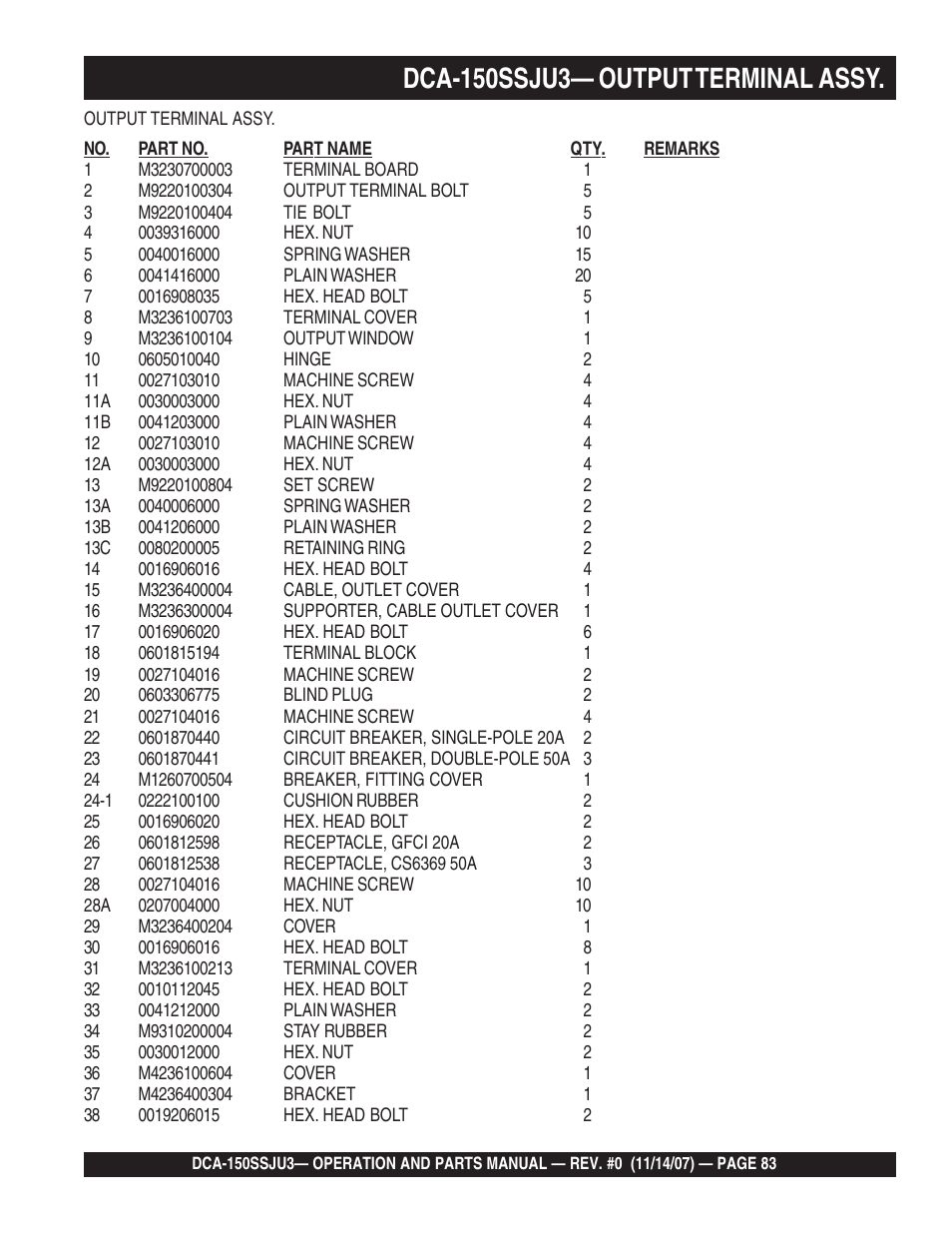 Multiquip MQ Power Whisperwatt 60 Hz Generator DCA-150SSJU3 User Manual | Page 83 / 104