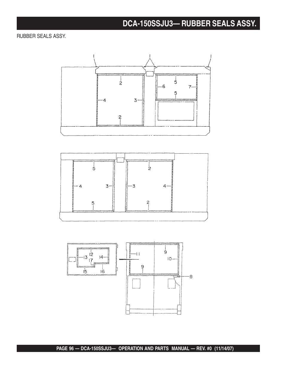 Dca-150ssju3— rubber seals assy | Multiquip MQ Power Whisperwatt 60 Hz Generator DCA-150SSJU3 User Manual | Page 96 / 104