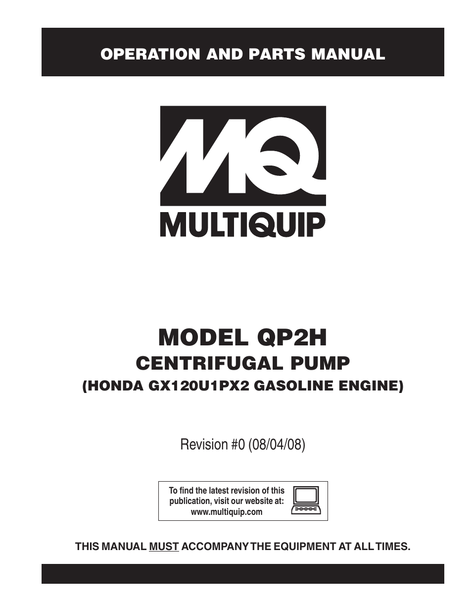Multiquip CENTRIFUGAL PUMP QP2H User Manual | 68 pages