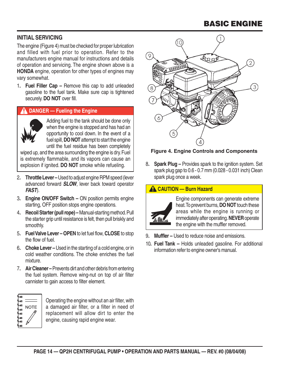 Basic engine | Multiquip CENTRIFUGAL PUMP QP2H User Manual | Page 14 / 68