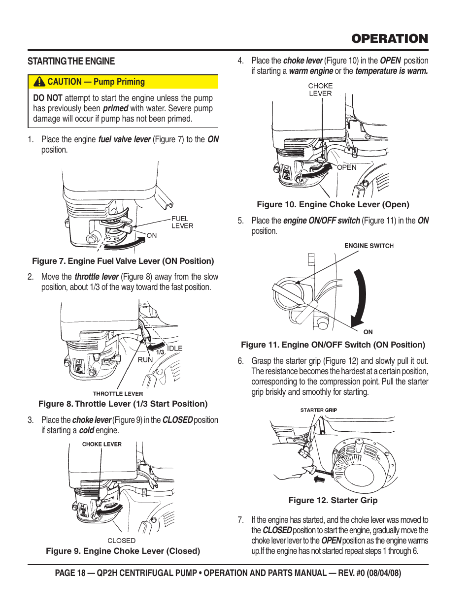 Operation | Multiquip CENTRIFUGAL PUMP QP2H User Manual | Page 18 / 68