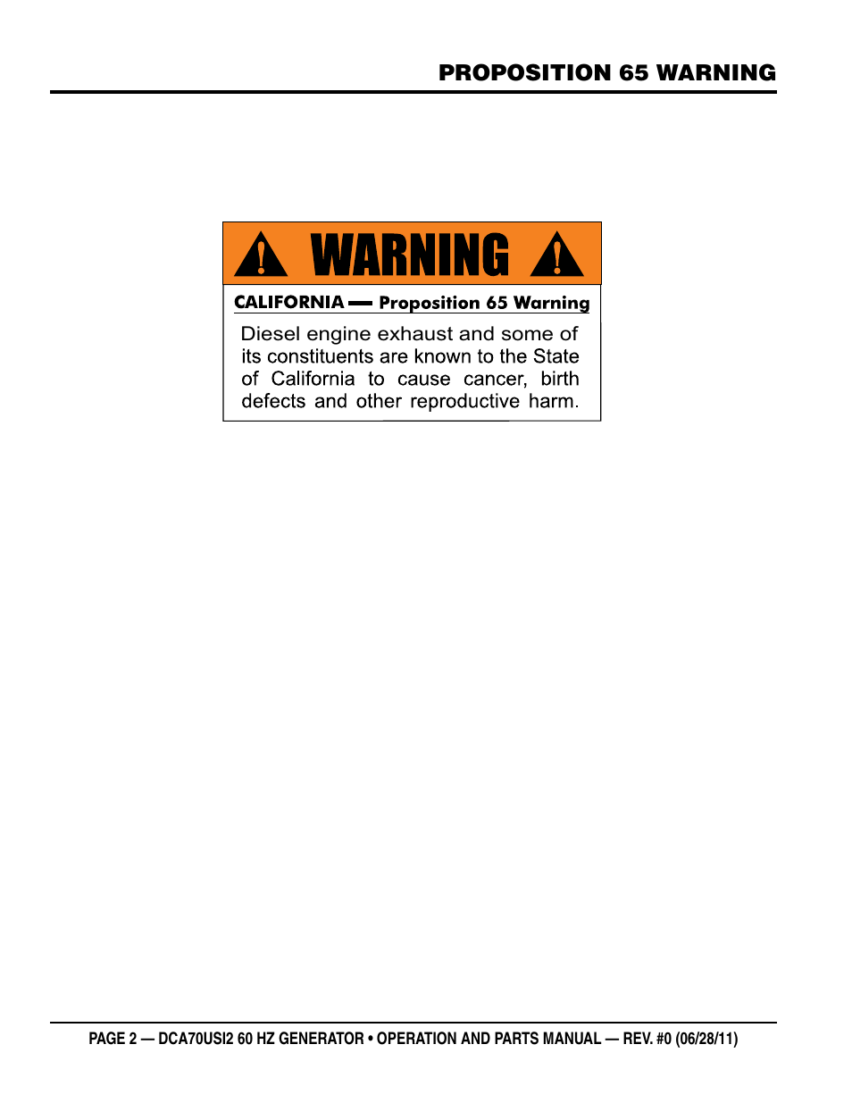 Multiquip Power Whisperwatt Series 60HZ Generator DCA70USI2 User Manual | Page 2 / 84