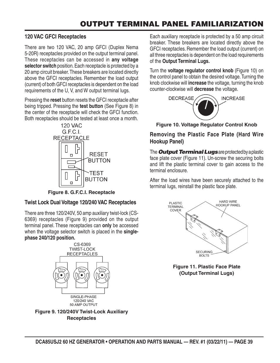 Output terminal panel familiarization | Multiquip MQ MultiQuip Power DCA85USJ2 User Manual | Page 39 / 102