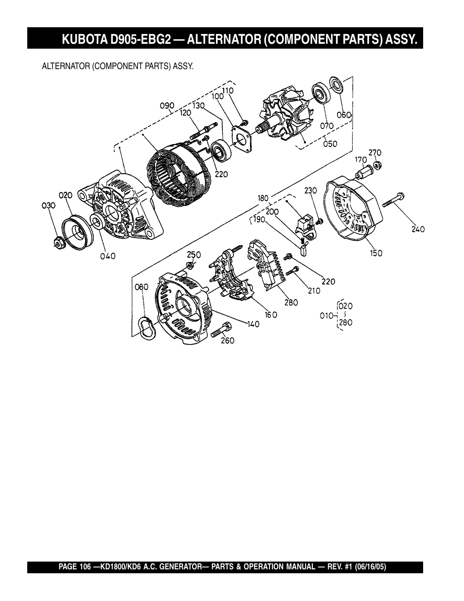 Multiquip A.C. Generator Used with MLT Series Modular Light Towers KD6 User Manual | Page 106 / 134