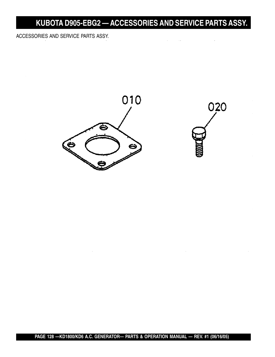 Multiquip A.C. Generator Used with MLT Series Modular Light Towers KD6 User Manual | Page 128 / 134