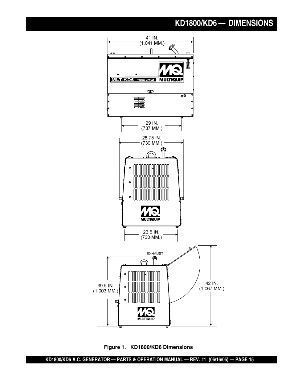 Multiquip A.C. Generator Used with MLT Series Modular Light Towers KD6 User Manual | Page 15 / 134