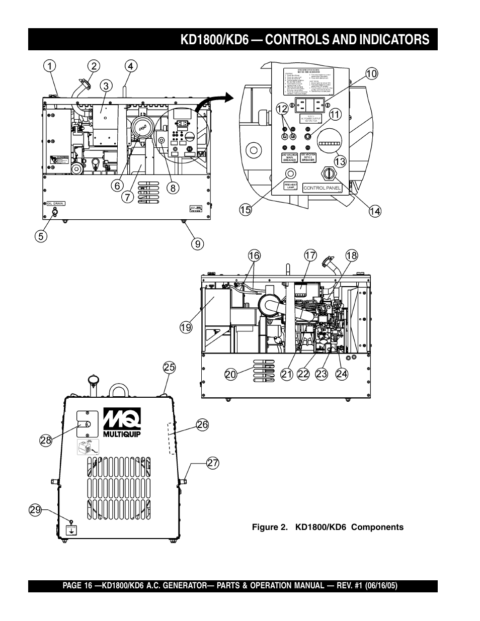 Multiquip A.C. Generator Used with MLT Series Modular Light Towers KD6 User Manual | Page 16 / 134
