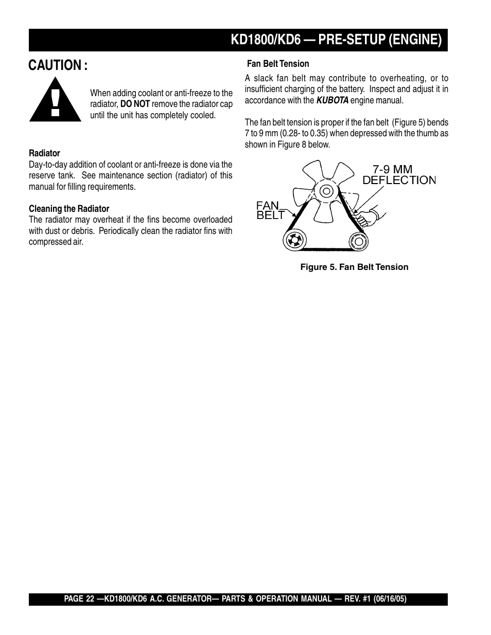 Caution | Multiquip A.C. Generator Used with MLT Series Modular Light Towers KD6 User Manual | Page 22 / 134
